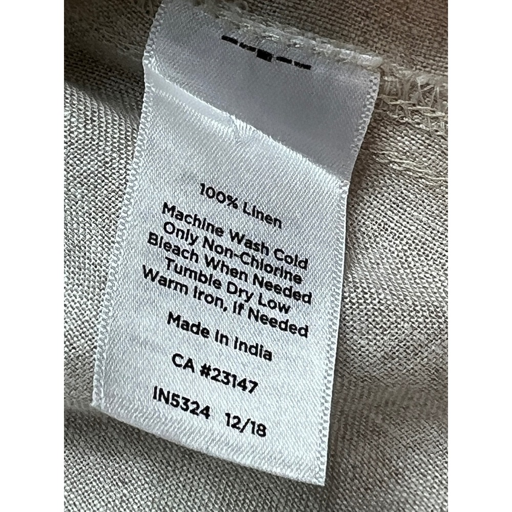 Talbots Linen Henley Blouse Women Size M‎ Beige Roll Tab Sleeve Pintuck F17 - Picture 4 of 13